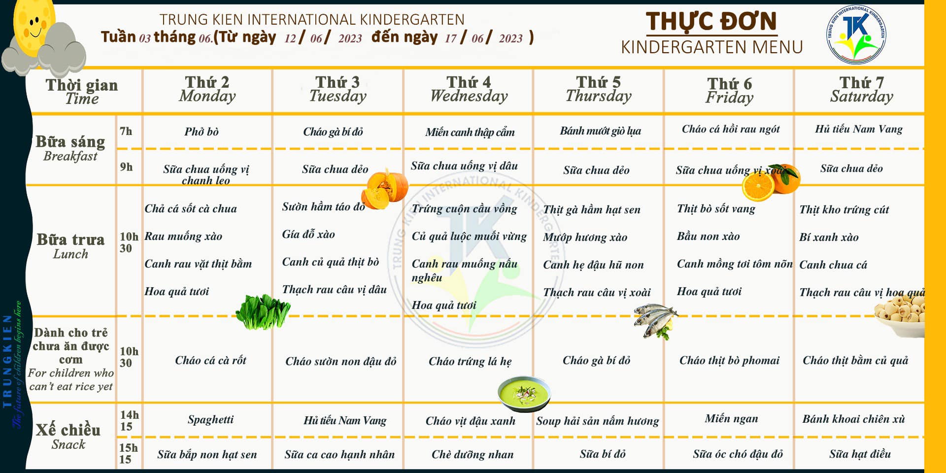 Thực đơn tuần 3 tháng 6 Thực đơn tuần 3 tháng 6